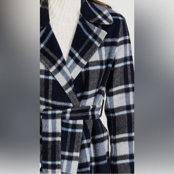 THEORY Wool-Blend Plaid Belted Coat - Picture 5 of 10